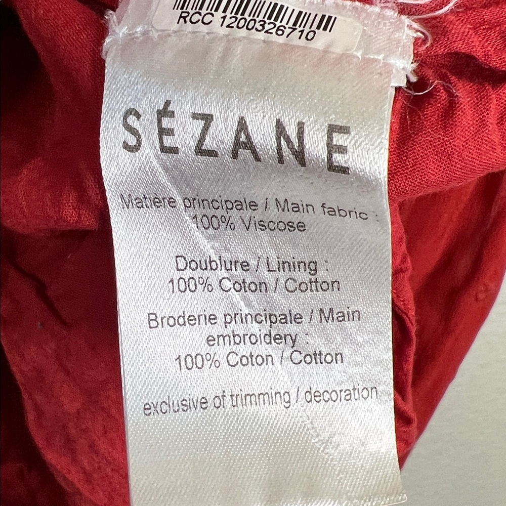 Sezane Brick Red Peasant Bohemian Long Sleeve Blouse Size 36/4 - Picture 8 of 12
